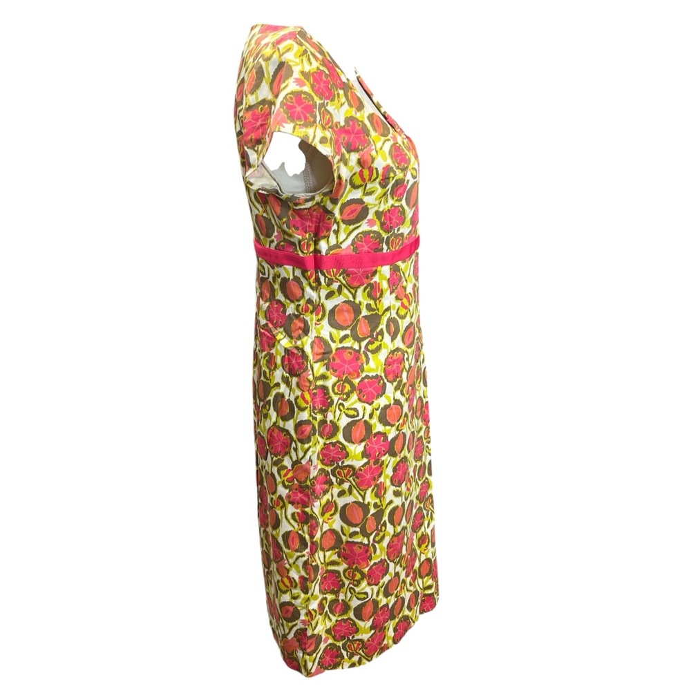 Boden Floral Sheath Dress US 8 Pink Green Cotton Scoop Neck Cap Sleeve - Picture 5 of 14